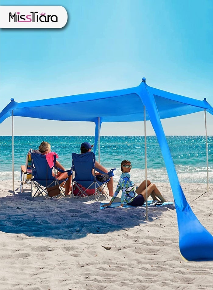 MissTiara Beach Tent Canopy Pop Up, Portable Sunshade, Sun Shade Outdoor Anti-Wind Sun Shelter with Stability Poles, Suitable for Beach Camping Fishing Backyard Picnic - Image 2
