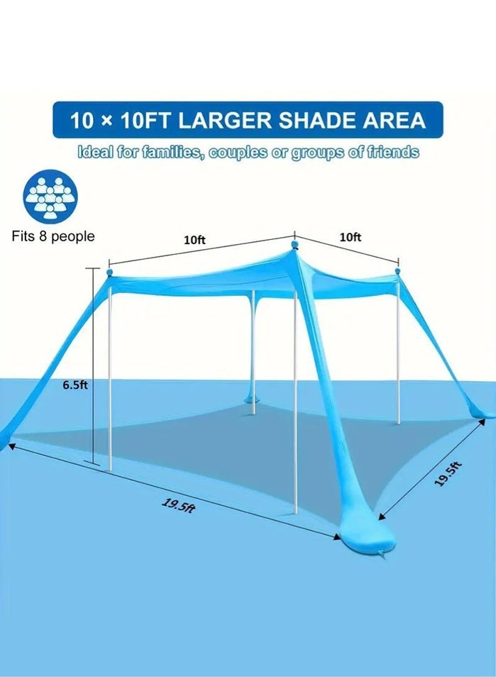 MissTiara Beach Tent Canopy Pop Up, Portable Sunshade, Sun Shade Outdoor Anti-Wind Sun Shelter with Stability Poles, Suitable for Beach Camping Fishing Backyard Picnic - Image 5
