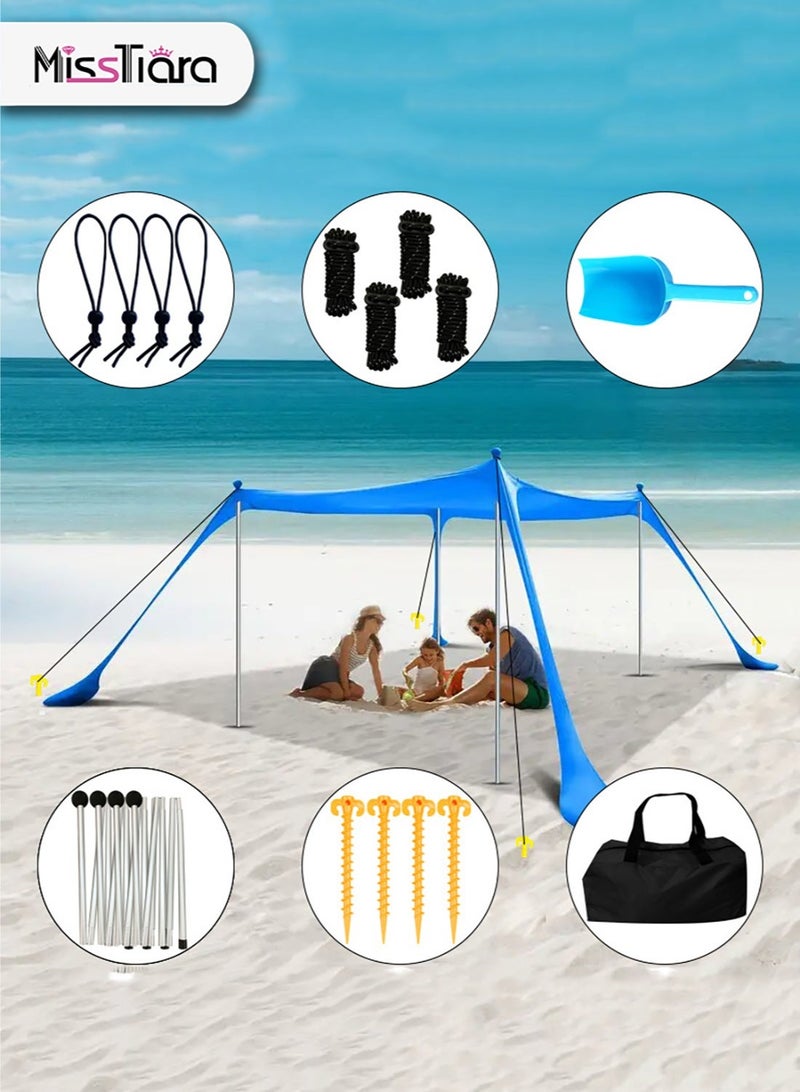 MissTiara Beach Tent Canopy Pop Up, Portable Sunshade, Sun Shade Outdoor Anti-Wind Sun Shelter with Stability Poles, Suitable for Beach Camping Fishing Backyard Picnic - Image 3