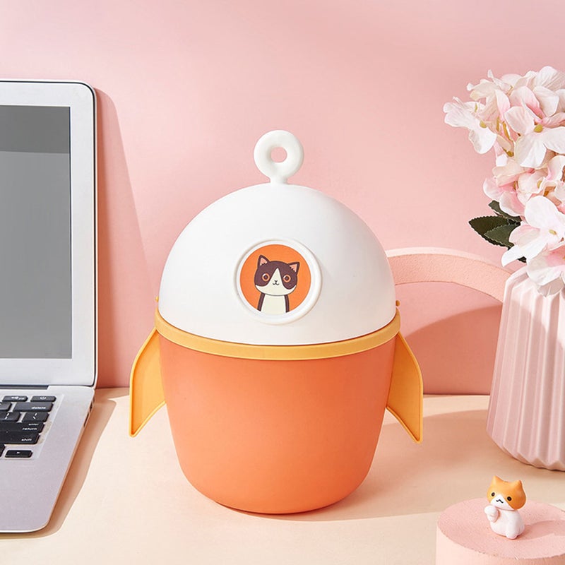 2pcs Trash Can Cartoon Small Trash Bin Desktop Waste Paper Container - Image 5