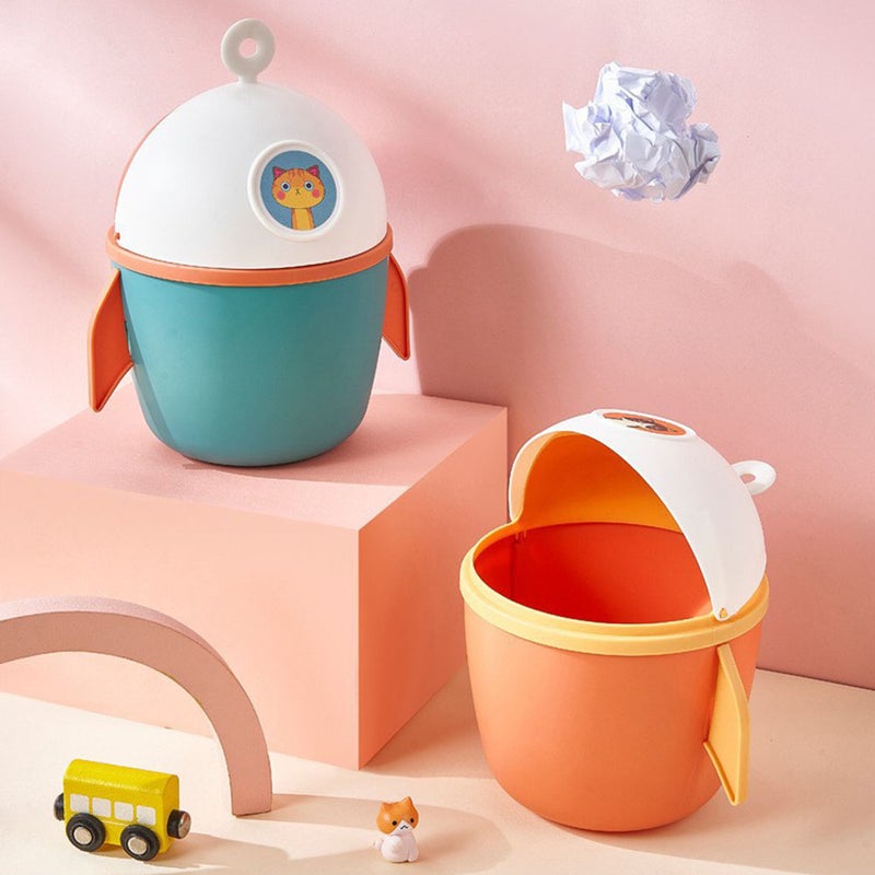 2pcs Trash Can Cartoon Small Trash Bin Desktop Waste Paper Container - Image 3