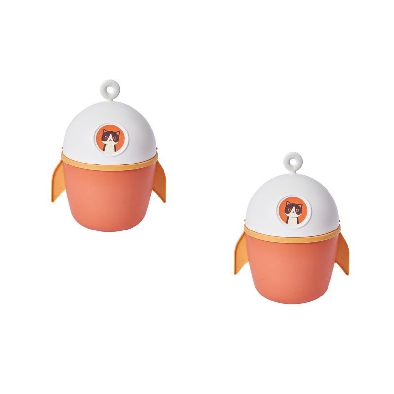 2pcs Trash Can Cartoon Small Trash Bin Desktop Waste Paper Container - Image 1