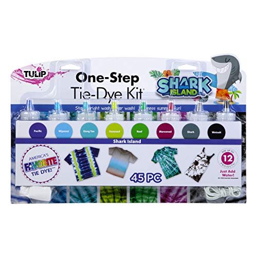 Tulip One-Step Tie-Dye Kit Shark Island Set, Easy for Beginner Skill Levels, 8 Easy Squeeze, Pre-Filled Bottles, Beachy Blue Colors - Image 1