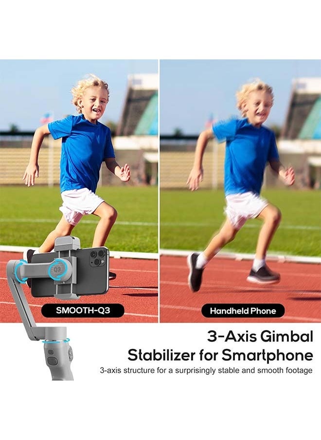 Zhiyun - Zhiyun Smooth Q3, 3-Axis Gimbal Stabilizer for Smartphone with Fill Light and Tripod, Auto Inception Dolly-Zoom Time-Lapse, Portable and Foldable, Gesture Control, Android and iPhone Gimbal - Image 1