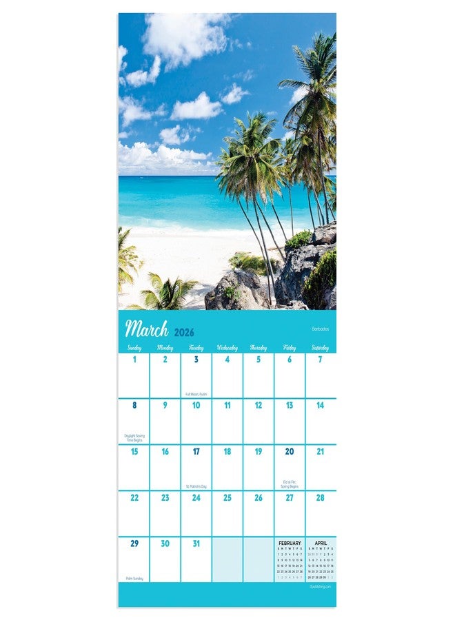 TF Publishing 2026 Tropical Beaches Mini Calendar with Monthly Grids for Appointments and Scheduling - Vertical Small Wall Calendar 2026 w/Premium Gloss Paper for Home and Office Organization - 7x7in - Image 3