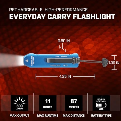 Streamlight 88825 Wedge XT 500Lumen 1900Candela Flat Everyday Carry Flashlight Includes USBCable and Pocket Lanyard Blue COPS Edition - Image 3
