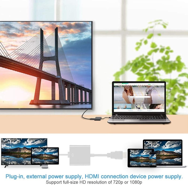 كلاراكو كابل محول فيديو HDMI ذكر إلى VGA أنثى بدقة 720 بكسل/1080 بكسل لأجهزة الكمبيوتر المحمولة وأجهزة الاستقبال عالية الدقة ومشغلات الأقراص الصلبة - Image 5