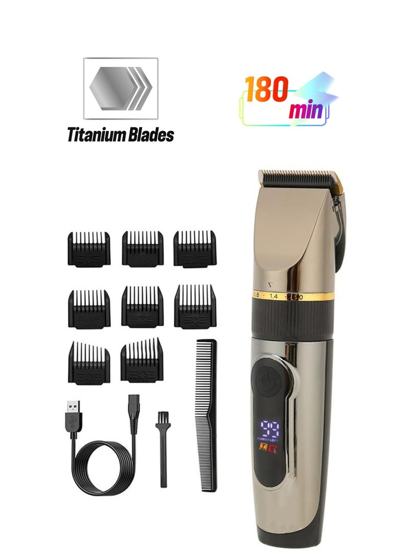 مقص شعر كهربائي للرجال، مجموعة مشط قابلة للتعديل للمحترفين، آلة حلاقة قابلة لإعادة الشحن بمدة تشغيل تصل إلى 180 دقيقة، قابلة للغسل - Image 1