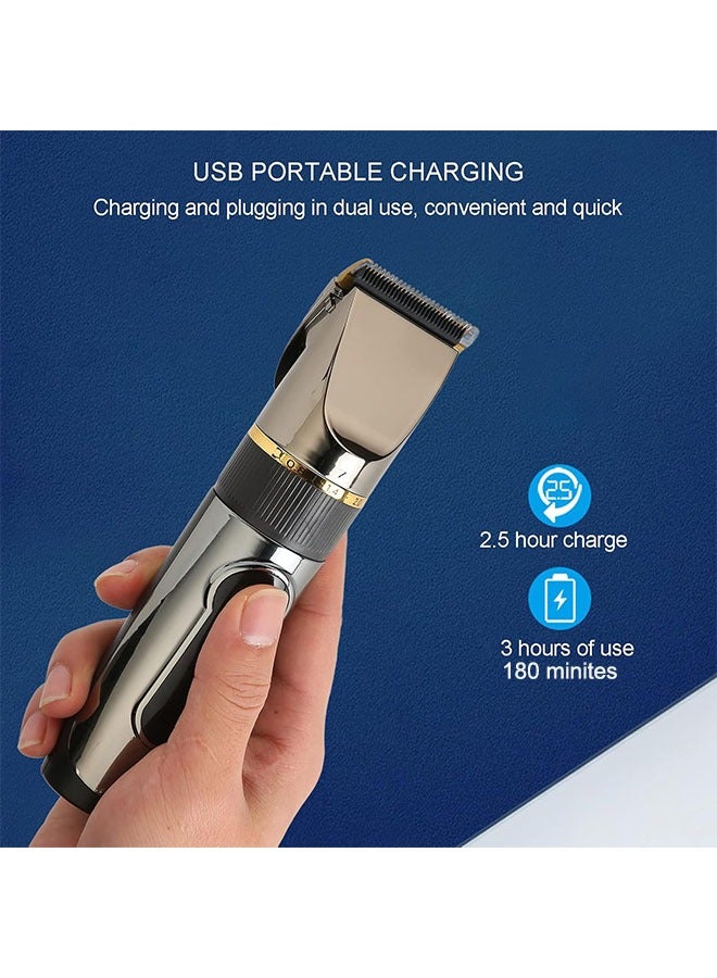 مقص شعر كهربائي للرجال، مجموعة مشط قابلة للتعديل للمحترفين، آلة حلاقة قابلة لإعادة الشحن بمدة تشغيل تصل إلى 180 دقيقة، قابلة للغسل - Image 3