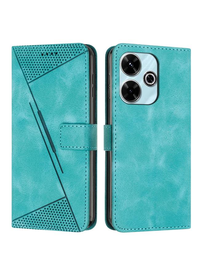 Green Tiger For Xiaomi Redmi 13 4G Dream Triangle Leather Phone Case with Lanyard(Green)