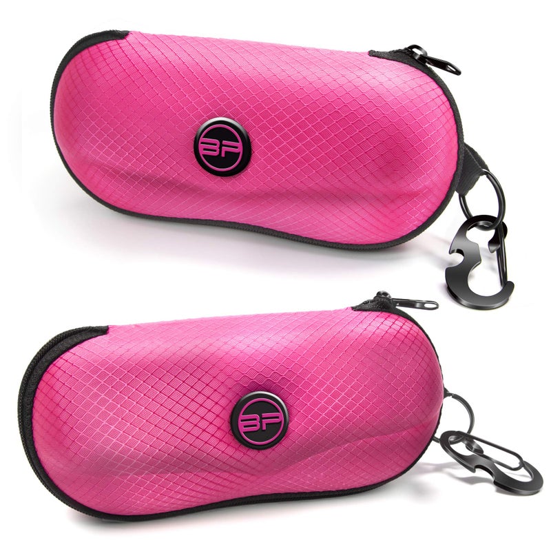 BLUPOND BLUPOND Sunglasses Case Semi Hard EVA Shell with Metal Hanging Hook Belt Clip Sun Glasses Storage (Pink/Pink)  - Image 1