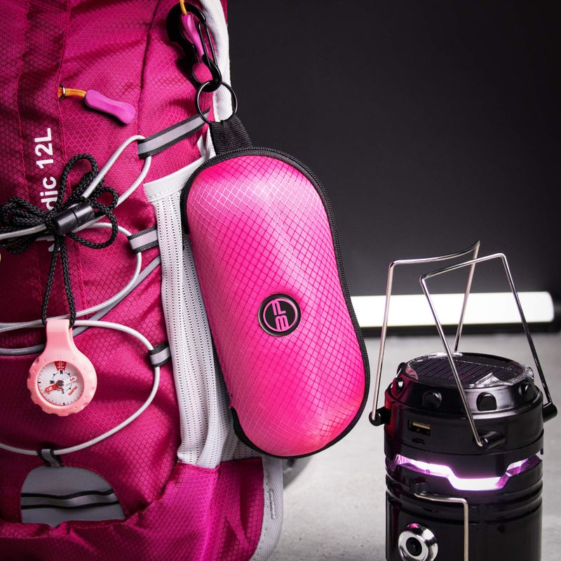 BLUPOND BLUPOND Sunglasses Case Semi Hard EVA Shell with Metal Hanging Hook Belt Clip Sun Glasses Storage (Pink/Pink)  - Image 3