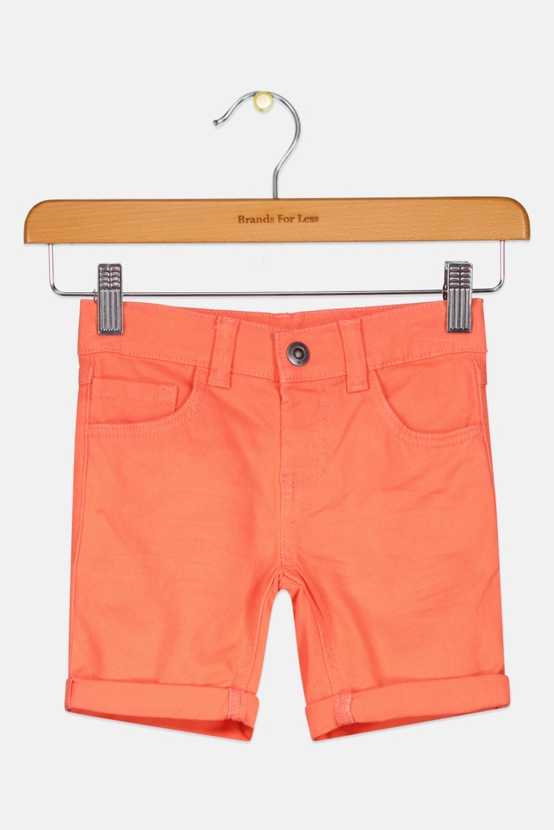 NAME IT Kids Boy Plain Denim Shorts, Orange - Image 1
