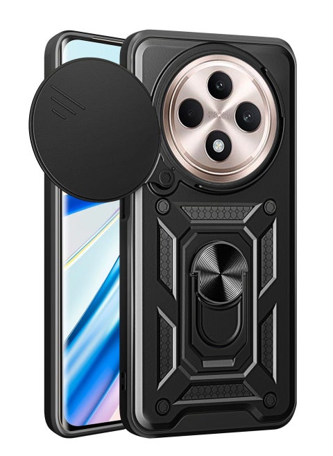 جراب حمايه ويندو مقاوم للصدمات وحمايه للكاميرا مزود بدبله معدنيه متوافق مع Oppo Reno 12F (اسود)