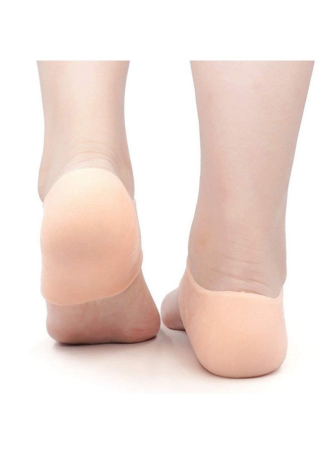 Devera Moisturizing Silicon Socks Combo of Anti Crack Half Heel Silicone and Toe Sleeve Forefoot Pads For Pain Relief Front Gel Full Length Foot Cracks Protector Foot-Care Men Women Beige Free Size (Foot+Toe+Heel) - Image 5