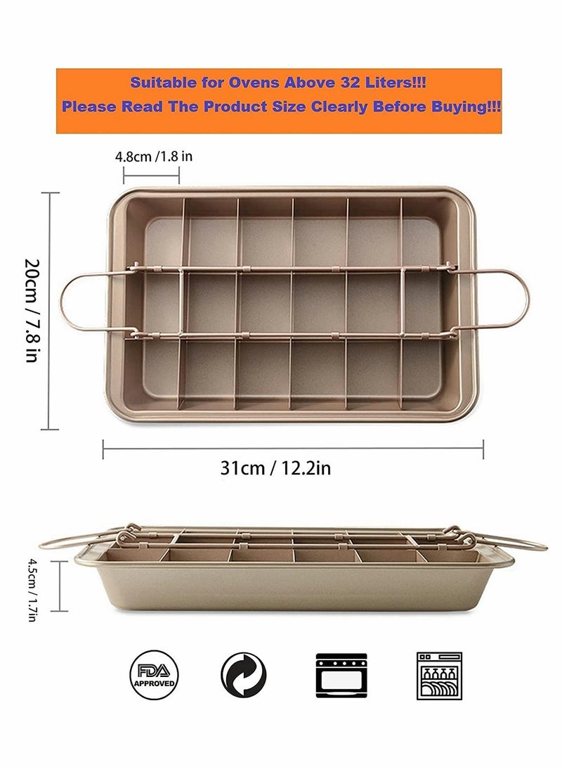 Brownie Cake Pan Non Stick Brownie Pan With Dividers 18 Pre slice Baking Tray Slice Solutions Cake Bakeware Square Baking Pan with Built in Slicer Carbon Steel Bakeware for Oven Baking 12*8*2 In - Image 4