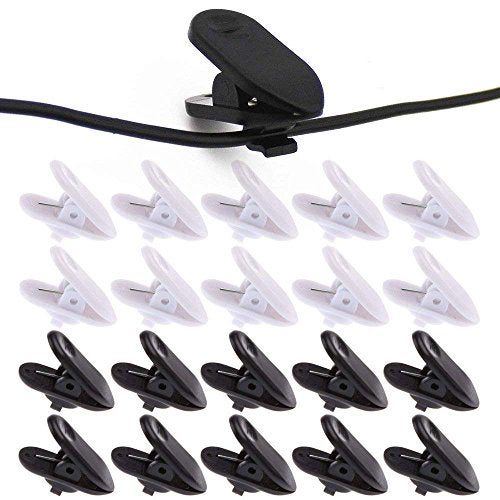 Linwnil Clips for Earphone Wire,360 Degree Rotate Headphone Mount Cable Clothing Clip, Use for Fixing Headphone Wire,Black & White (20Pcs/Pack) - Image 1