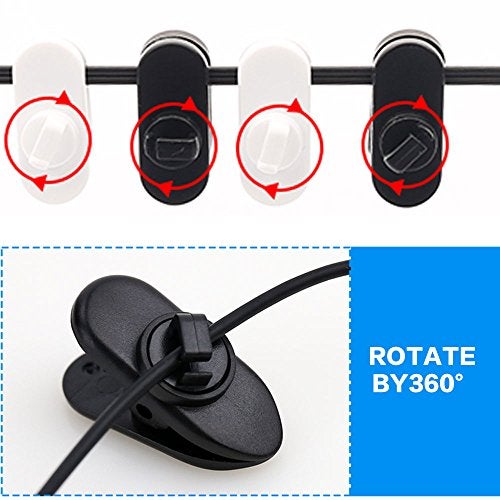 Linwnil Clips for Earphone Wire,360 Degree Rotate Headphone Mount Cable Clothing Clip, Use for Fixing Headphone Wire,Black & White (20Pcs/Pack) - Image 4