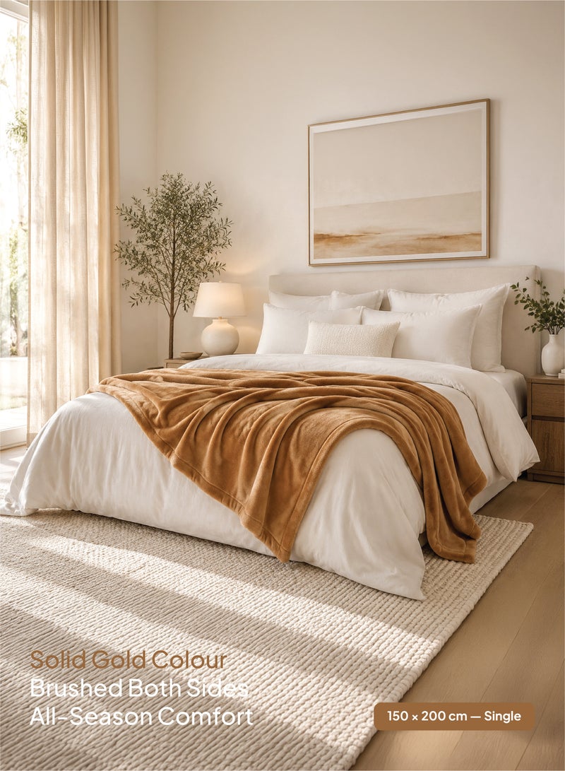 Elega Decor Flannel Blanket – Single (150x200 cm) – Solid Orange | Ultra-Soft, Premium Brushed Polyester, All-Season Comfort - Image 2
