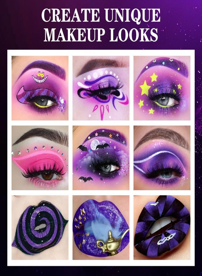 BOBISUKA Eyeshadow Makeup Palette + Matte Lipstick Kit, 6 Colors Purple Blue Pink Shimmer Matte Eye Shadow Pallet with Purple Liquid Lipgloss Set for Halloween, Costume, Cosplay, Witch, Ursula Makeup - Image 5