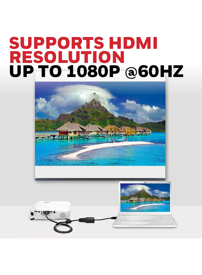 هوني ويل 3 في 1 HDMI إلى VGA، مقبس صوت 3.5 مم ومنفذ Micro USB، دقة HDMI 1080 بكسل بمعدل 60 هرتز وسرعة نقل 6.75 جيجابايت، دقة VGA 1920 × 1200 بكسل بمعدل 60 هرتز، متوافق مع LED والكمبيوتر المحمول ووحدة التحكم في الألعاب وما إلى ذلك - Image 5