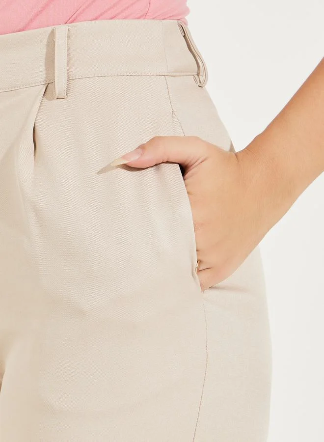 Styli High Rise Straight Fit Pants with Belt Loops