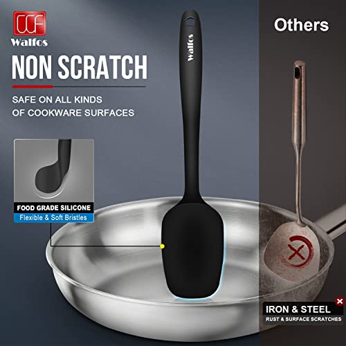 Walfos Silicone Spatula Set of 5 - (600°F) High Heat Resistant Kitchen Scraper Spatulas, One-Pieces Seamless Design, Perfect for Cooking Mixing & Baking - BPA Free and Dishwasher Safe,black - Image 5