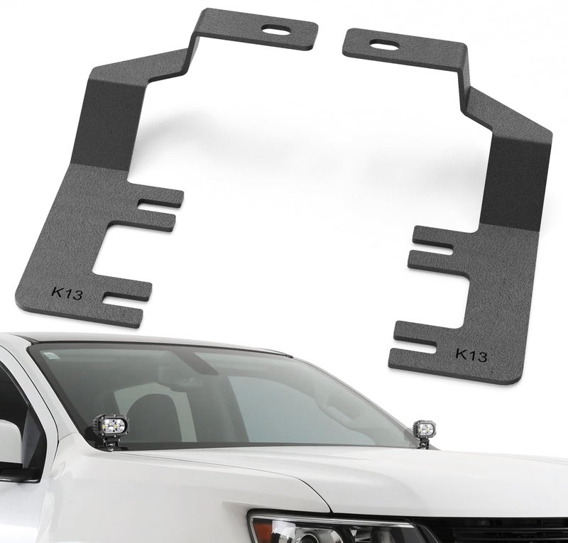 YZONA Hood Hinges Ditch Light Brackets Compatible with 2015-2022 Chevy Chevrolet Colorado & 2015-2021 GMC Canyon, Mount Lighting Bracket Kit for Auxiliary Off Road LED Work Pod Light (2PCS, Black) - Image 1
