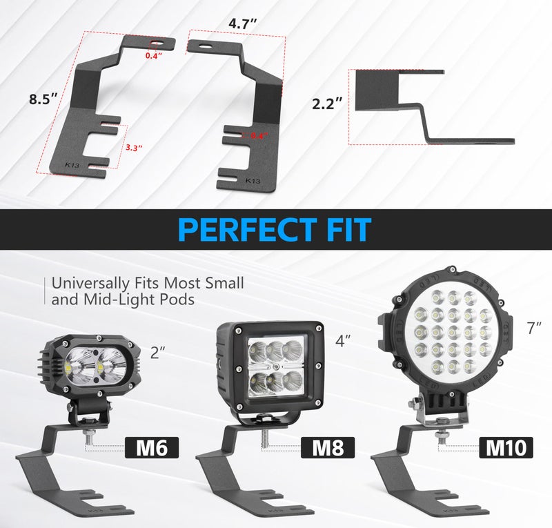 YZONA Hood Hinges Ditch Light Brackets Compatible with 2015-2022 Chevy Chevrolet Colorado & 2015-2021 GMC Canyon, Mount Lighting Bracket Kit for Auxiliary Off Road LED Work Pod Light (2PCS, Black) - Image 3