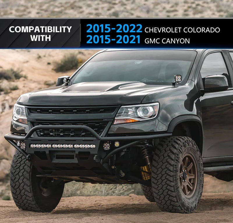 YZONA Hood Hinges Ditch Light Brackets Compatible with 2015-2022 Chevy Chevrolet Colorado & 2015-2021 GMC Canyon, Mount Lighting Bracket Kit for Auxiliary Off Road LED Work Pod Light (2PCS, Black) - Image 2