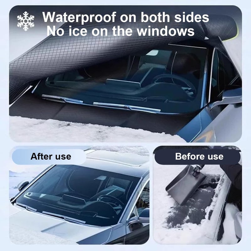 Windshield Cover for Ice and Snow for Mercedes Benz SLK Sports Sportwagen (R172) 2011-2020, Ice & Sleet Waterproof Embedded with Magnets Side Mirror Protector - Image 2