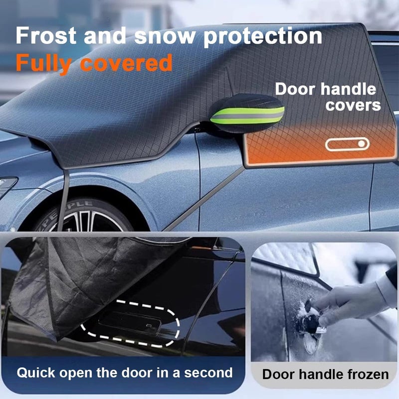 Windshield Cover for Ice and Snow for Mercedes Benz SLK Sports Sportwagen (R172) 2011-2020, Ice & Sleet Waterproof Embedded with Magnets Side Mirror Protector - Image 3