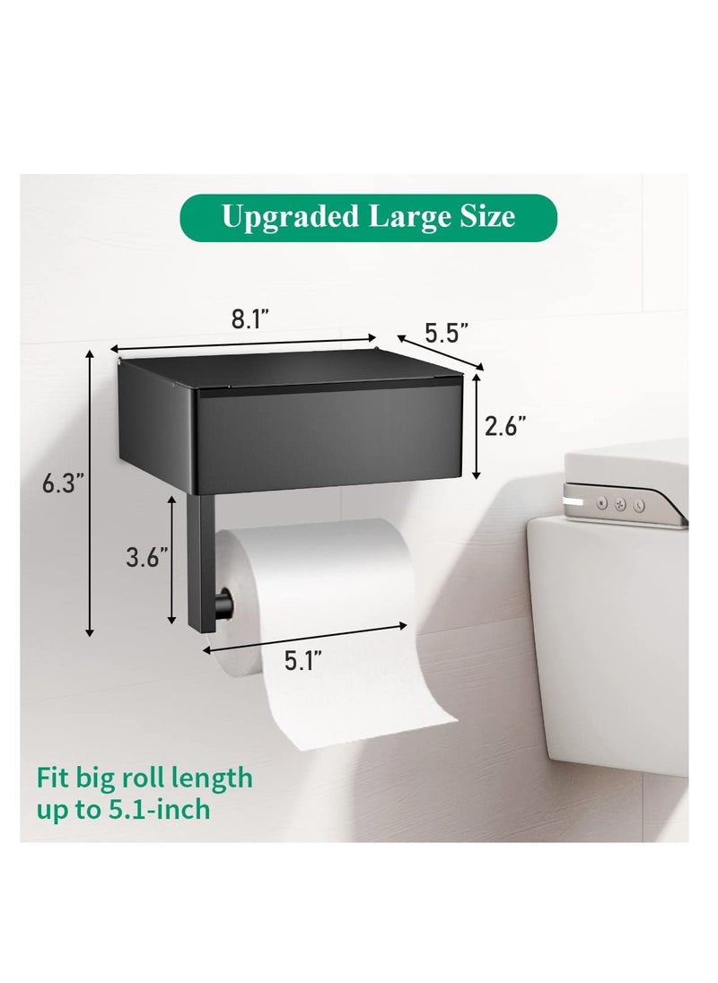Generic - Toilet Paper Holder with Shelf and Flushable Wipes Dispenser, Adhesive Toilet Paper Holder with Storage, Stainless Steel Toilet Paper Holder Wall Mount for Bathroom - Image 1