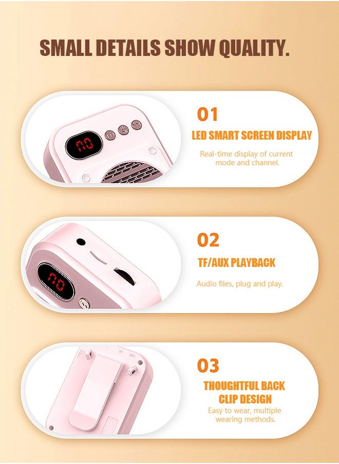 Beyond - Voice Amplifier with Wired Microphone Headset, Portable Rechargeable Pa System Speaker Personal Speech Amplifier, Loudspeaker (Pink) - Image 1