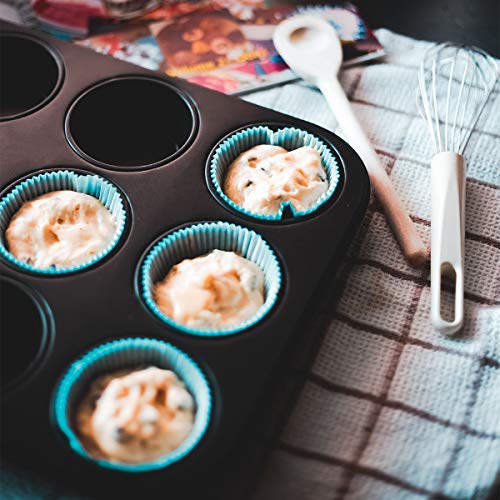 Kingrol 12-Cup Muffin & Cupcake Pans, Set of 3 Baking Pans, Non-stick Bakeware, 1.1" Deep - Image 5