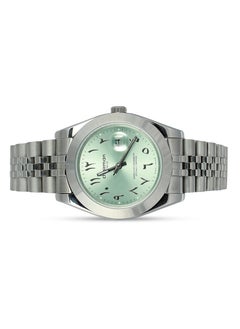 Chairman GENEVE Men's Stainless Steel Silver Wrist Watch with Light Green Dial and Arabic Numbers  - Image 2
