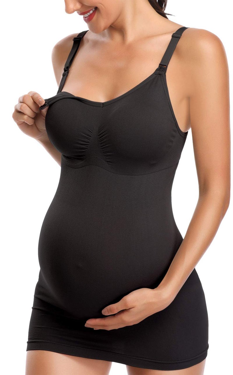 BRLIDO Womens Nursing Tank Tops Built in Bra for Breastfeeding Maternity Camisole Brasieres Color Black Grey Green Size M Pack of 3 - Image 2