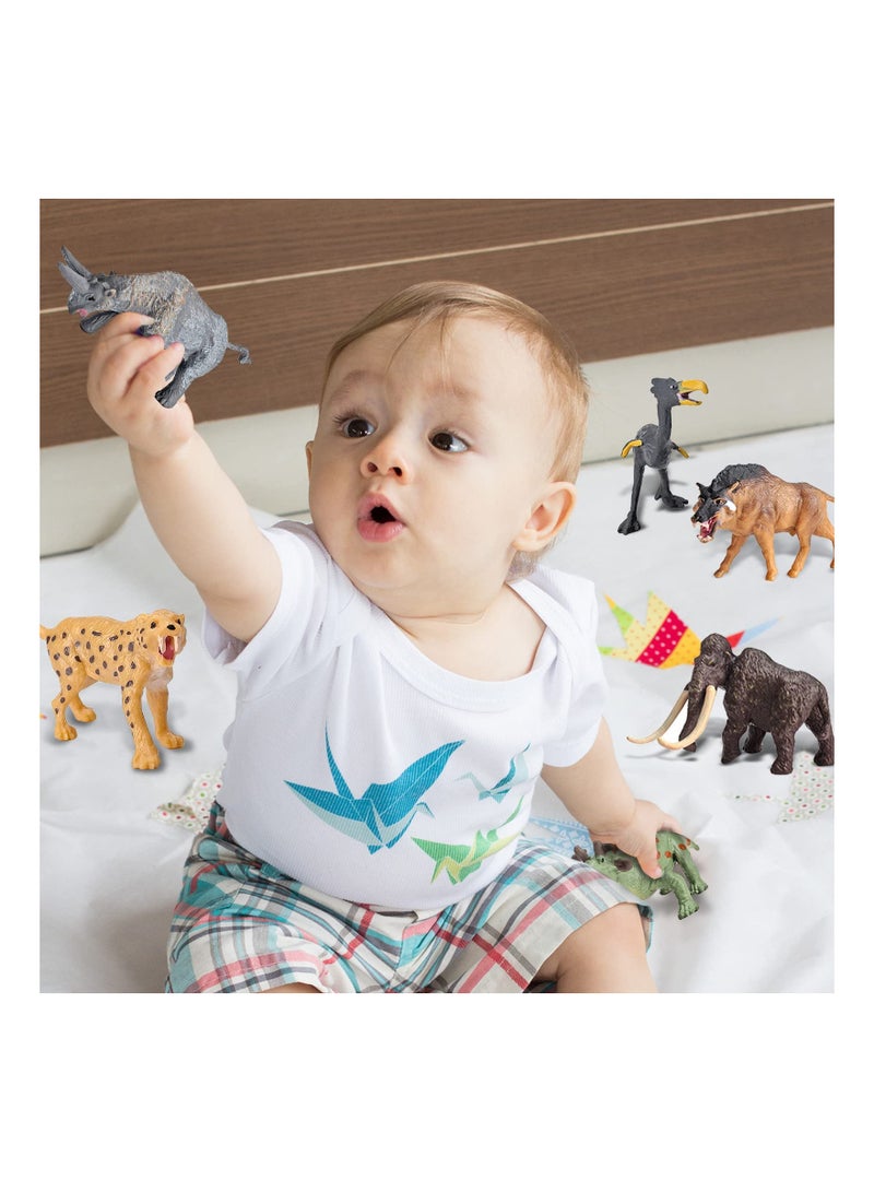 Realistic Wild Animal Figurines Set, Prehistoric Toy Models including Smilodon and Woolly Mammoth, 12PCS Early Educational Cognitive Playset for Kids - Perfect Birthday Gift! - Image 3