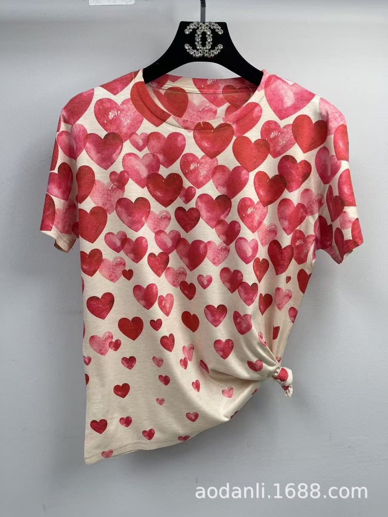 New Summer Dress All-Body Printed Baby Cotton Style Pattern Casual All-Match Elegant Loose Round Neck Short-Sleeved T-Shirt - Image 5