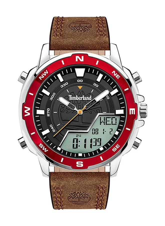 Timberland Milwood Black Dial Brown Leather Strap Analog Watch for Men 49mm