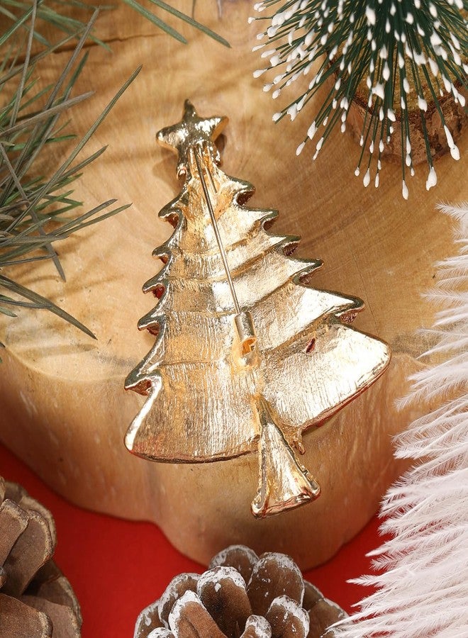 PINCHUAN Christmas Pins for Women Christmas Tree Brooches Rhinestone Christmas Theme Brooch Christmas Wreath Brooch Women Christmas Jewelry Pins Christmas Party Accessories-Green tree - Image 4