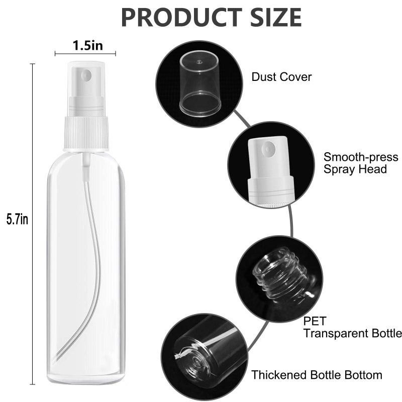 DTDNZKN 4 Pack 3.4 Oz (100ml) TSA Approved Travel Bottles, Travel Size Containers Spray Bottles with Labels - Fine Mist, Refillable, Reusable, Leak Proof - Image 2