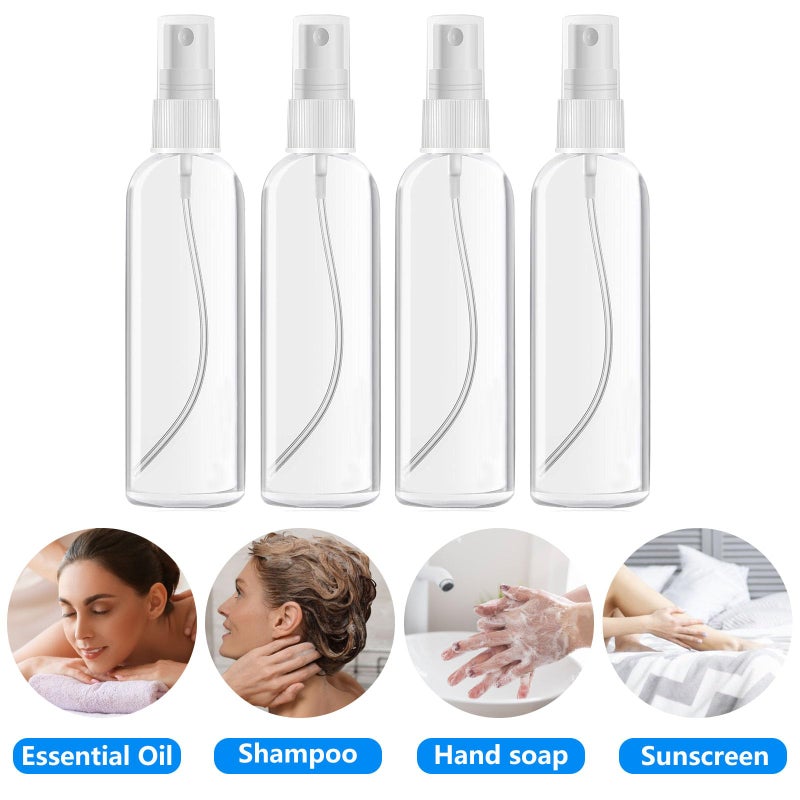 DTDNZKN 4 Pack 3.4 Oz (100ml) TSA Approved Travel Bottles, Travel Size Containers Spray Bottles with Labels - Fine Mist, Refillable, Reusable, Leak Proof - Image 5