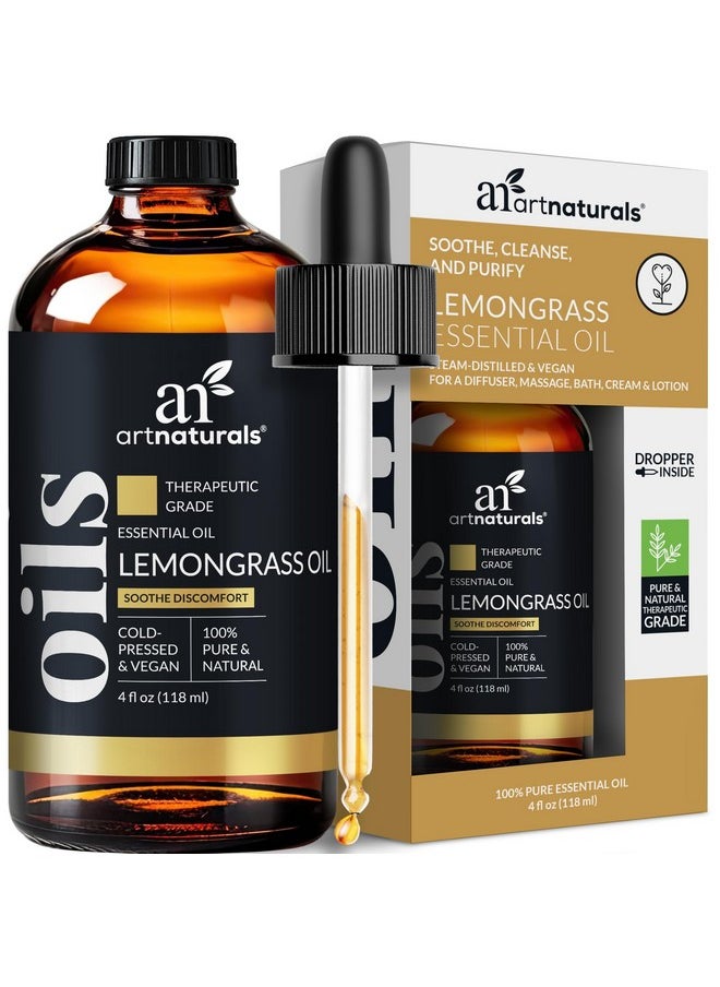 artnaturals Artnaturals Lemongrass Essential Oil (4.0 Fl Oz / 118ml)- 100% Pure Therapeutic Grade - Premium Undiluted Lemon Grass Oil - for Diffuser - Aromatherapy  - Image 1