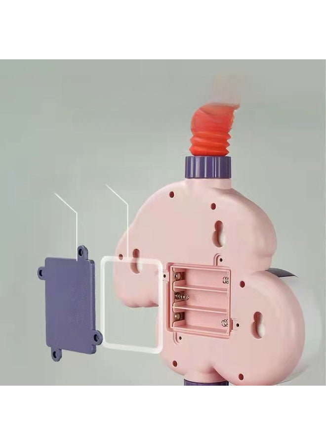 Children's Bath Toy Elephant Koala Electric Shower Sprinkler Splashing Bath Internet Red Same Style-Specifications:Pink Elephant Shower Battery Version + Duck Drain 3 Piece Set