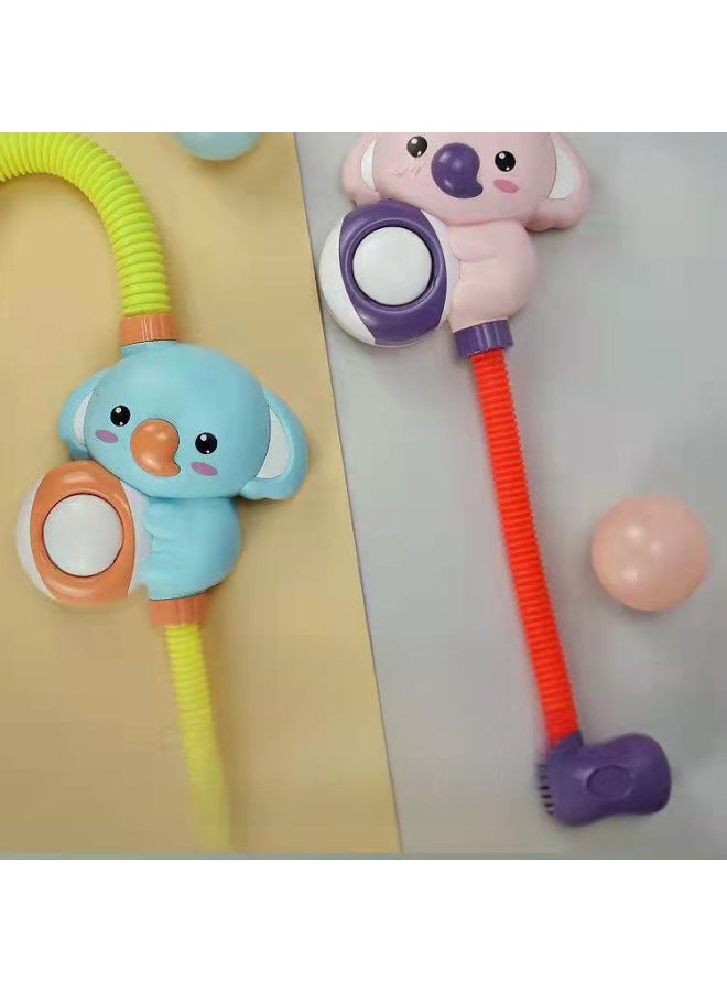 Children's Bath Toy Elephant Koala Electric Shower Sprinkler Splashing Bath Internet Red Same Style-Specifications:Pink Elephant Shower Battery Version + Duck Drain 3 Piece Set