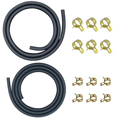 Strongthium 14 516 Gas Fuel Line Hose Set 2 Size Rubber Gas Tube with 12 Pcs Clamps for Lawn Mowers ATV Gocarts Small Engines Generators - Image 1