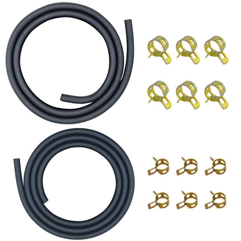 Strongthium 14 516 Gas Fuel Line Hose Set 2 Size Rubber Gas Tube with 12 Pcs Clamps for Lawn Mowers ATV Gocarts Small Engines Generators - Image 3