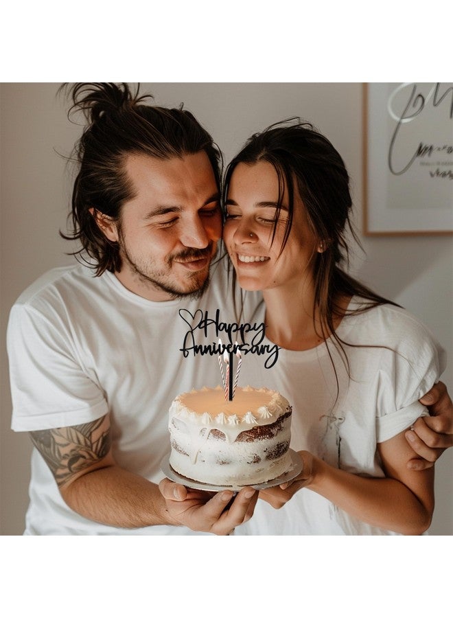 BEISHIDA Happy Aniversary Cake Topper Black Cake Decoration Company Anniversary Party Decoration for Wedding Anniversary Party for Men Women Cake Decorations Supplies - Image 4