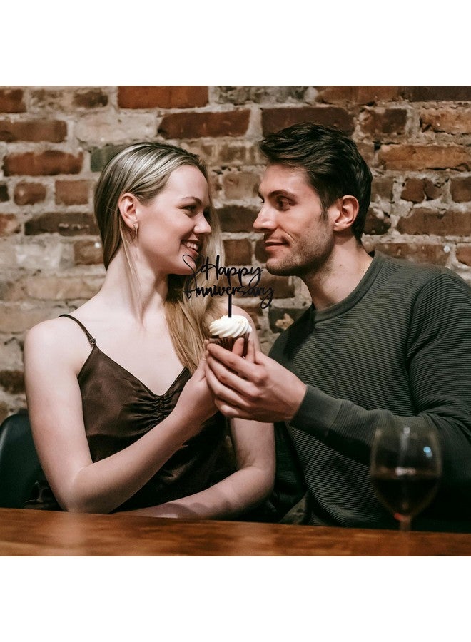 BEISHIDA Happy Aniversary Cake Topper Black Cake Decoration Company Anniversary Party Decoration for Wedding Anniversary Party for Men Women Cake Decorations Supplies - Image 5